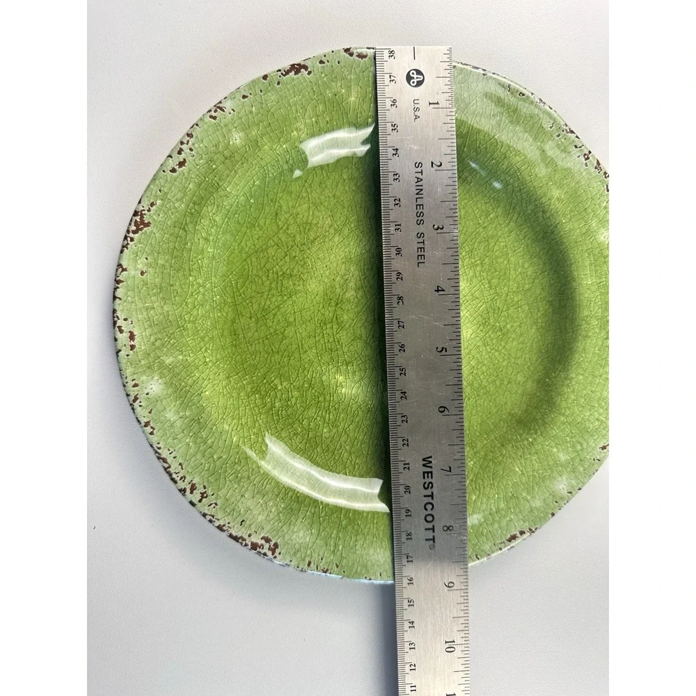 Pier 1 Carmelo Green Crackle Melamine Lunch or Salad Plates Set 4 8.75